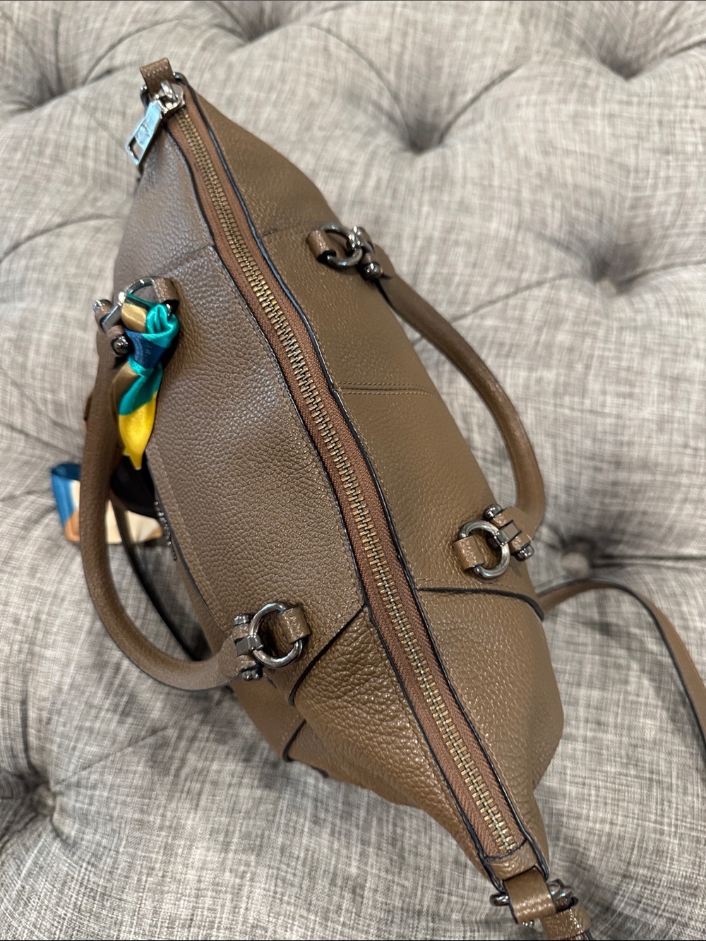 Coach Bag Prairie Brown Pebbled Leather Satchel - Picture 10 of 17